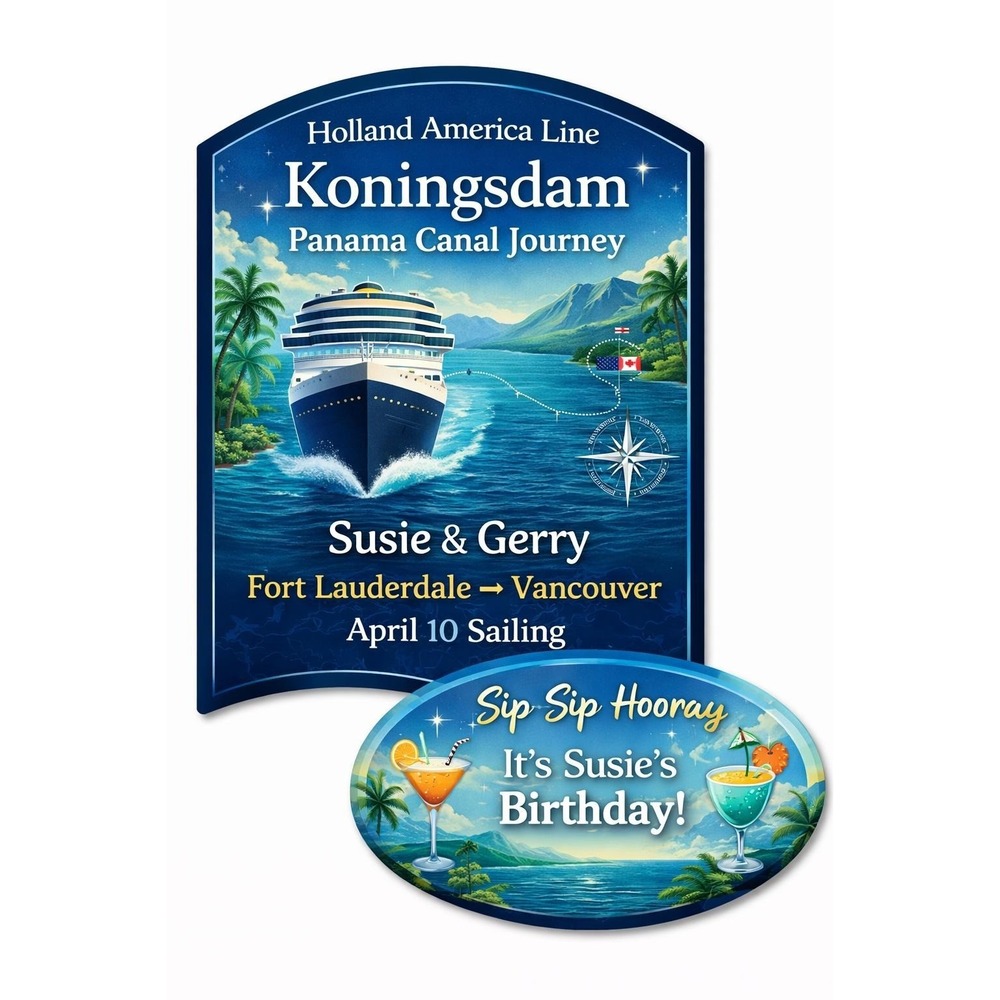 Personalized Cruise Door Magnet Set Birthday and Panama Canal Custom 2 Piece